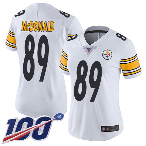 Women Pittsburgh Steelers Football 89 Limited White Vance McDonald Road 100th Season Vapor Untouchable Nike NFL Jersey